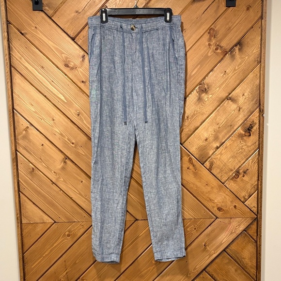 Lord & Taylor Blue Linen Blend Pants 100% Linen Size 6 - Picture 1 of 4